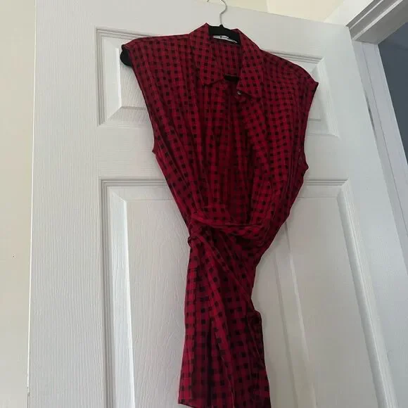 T by Alexander Wang Checkered Wrap Shirt - Picture 4 of 9